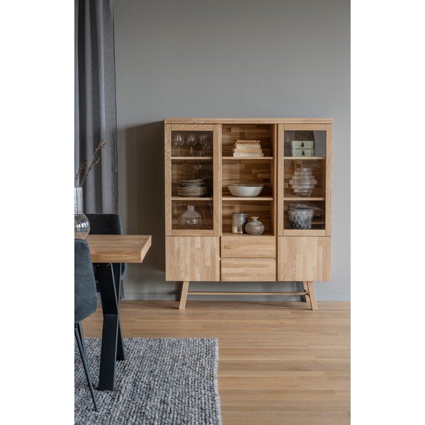 Dabīga toņa vitrīna no ozolkoka 130x150 cm Brooklyn – Rowico-image-1