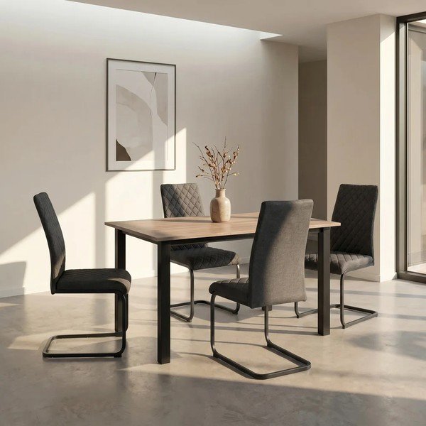 Ēdamgalds ar ozolkoka imitācijas galda virsmu 80x120 cm Durham – Støraa-image-1