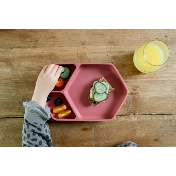 Sarkans silikona bērnu šķīvis 16x25 cm – Kindsgut-image-3