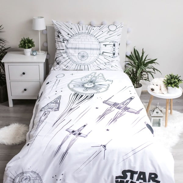 Vienguļamā kokvilnas bērnu gultas veļa ar spīdošu efektu 140x200 cm Star Wars – Jerry Fabrics-image-2