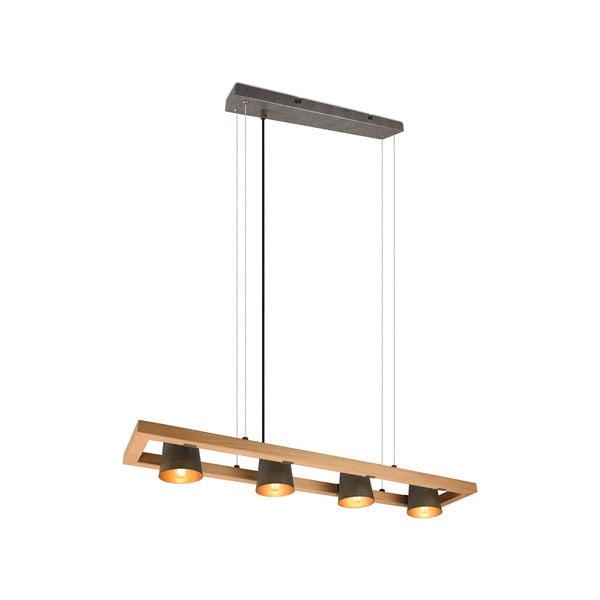 Pelēka/dabīga toņa piekaramā lampa Bell – Trio-image-3