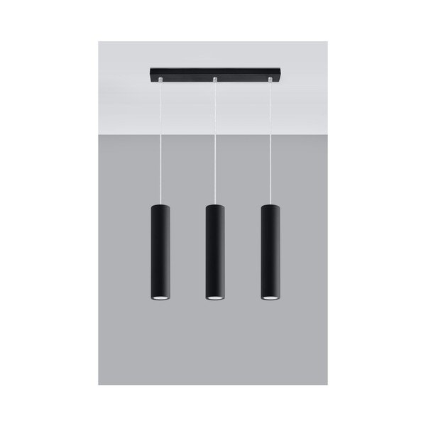 Melna metāla piekaramā lampa Castro – Sollux-image-2