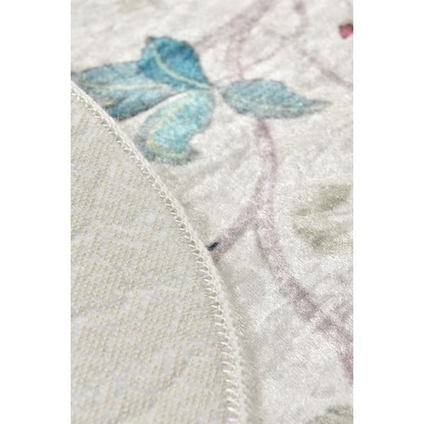 Pelēks samta vannas istabas paklājiņš ø 100 cm Vintage Flower – Foutastic-image-2