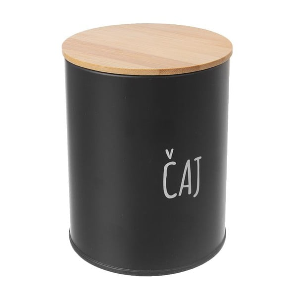 Melna skārda tējas kārba ar bambusa vāku Orion, tilpums 750 ml-image-1