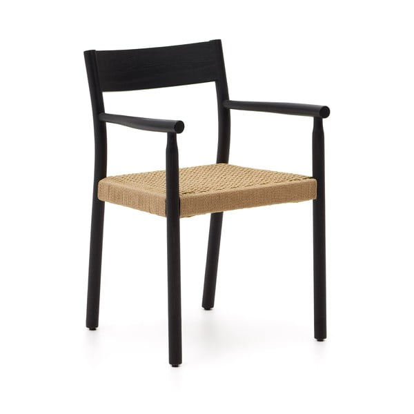 Melns/dabīga toņa ozola masīvkoka pusdienu krēsls Yalia – Kave Home