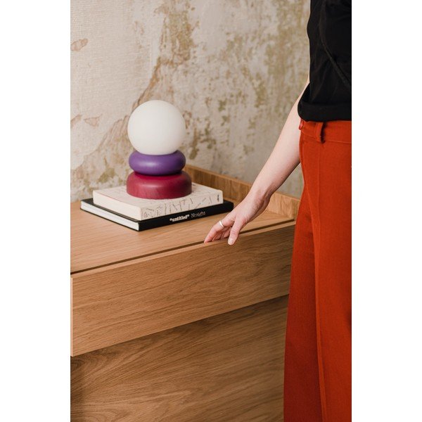 Sarkana/violeta masīvkoka galda lampa ar stikla abažūru (augstums 24 cm) Otem – noo.ma-image-3