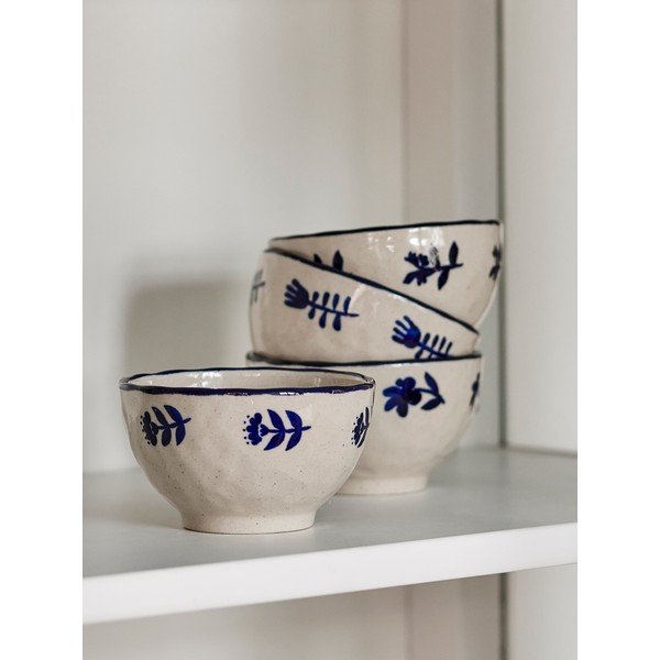 Zilas/krēmkrāsas akmensmasas bļodiņas (4 gab.) Eimy – Bloomingville-image-1