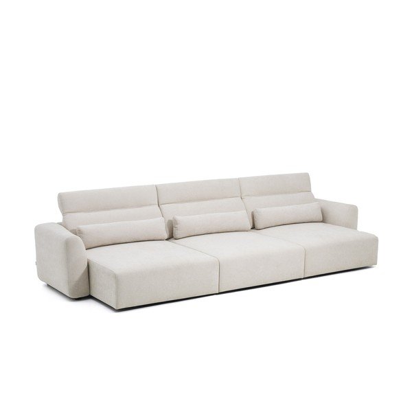 Bēšs regulējams dīvāns no šenila auduma ar zvilni 410 cm Lares – Kave Home-image-2