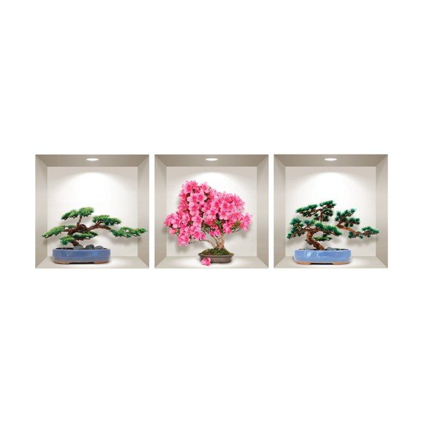3 3D sienas uzlīmju komplekts Ambiance Natural and Colorful Bonsai-image-1