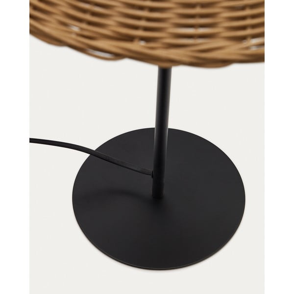 Melna/dabīga toņa galda lampa ar rotangpalmas abažūru (augstums 50 cm) Urania – Kave Home-image-3