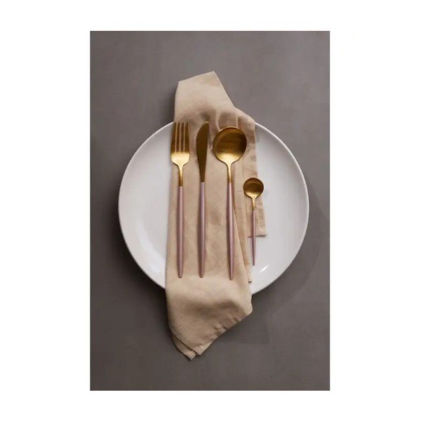 Zelta krāsas nerūsējošā tērauda galda piederumi (16 gab.) Avie – Premier Housewares-image-1