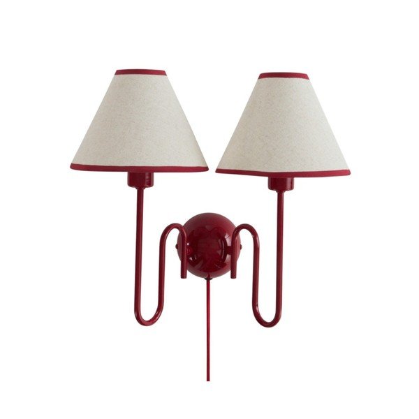 Sarkana/bēša lina sienas lampa ar vadu Juliet – Jotex