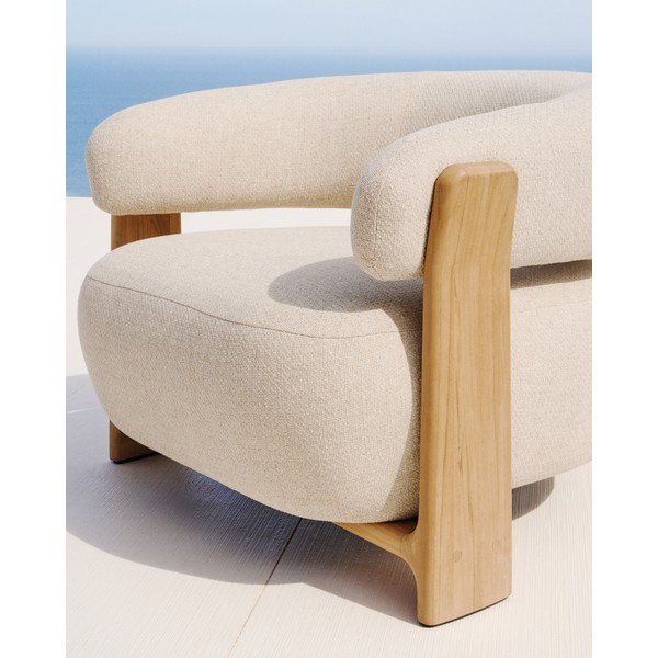Bēšs polsterēts dārza atpūtas krēsls Granite – Kave Home-image-2