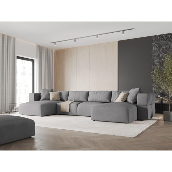 Gaiši pelēks stūra dīvāns (U veida) Esther – Milo Casa-image-1