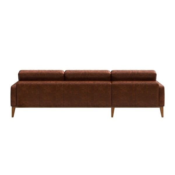 Sarkanbrūns ādas stūra dīvāns MESONICA Musso Tufted, labais stūris-image-3