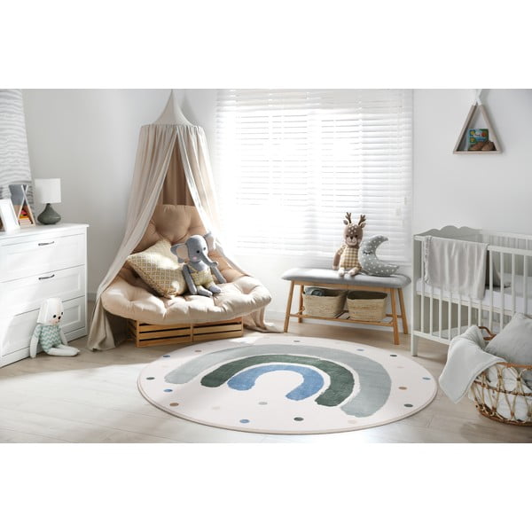 Zaļš/ziloņkaula krāsas bērnu paklājs ø100 cm Joyful Mint – FD-image-1