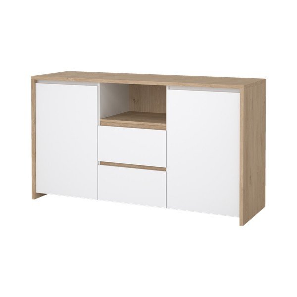 Balta/dabīga toņa kumode ar ozolkoka imitāciju 149x84x48 cm Next – Tvilum-image-4