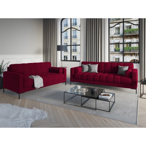 Sarkans trīsvietīgs samta dīvāns Cosmopolitan Design Bali-image-1
