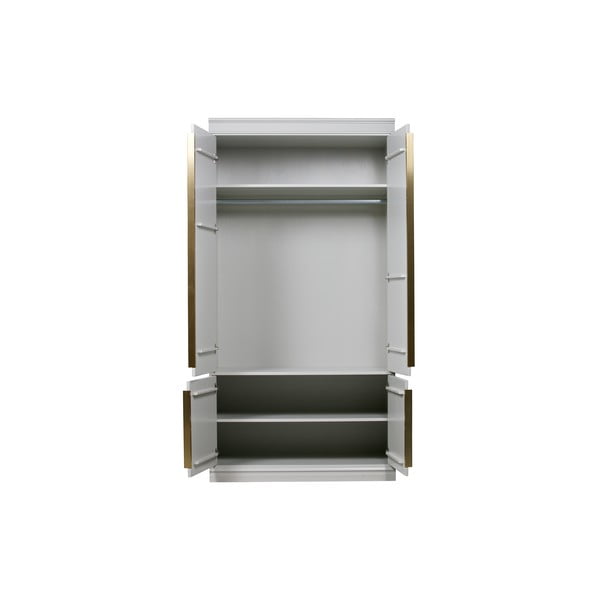 Gaiši pelēks priedes masīvkoka drēbju skapis 110x215x62 cm Organize – WOOOD-image-3