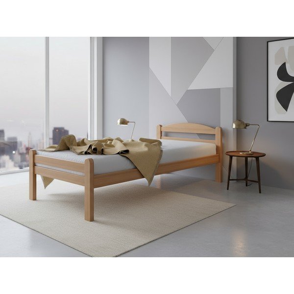 Dabīga toņa dižskābarža masīvkoka vienvietīga gulta ar redelēm 90x200 cm Bellariva – B.E.S.-image-1