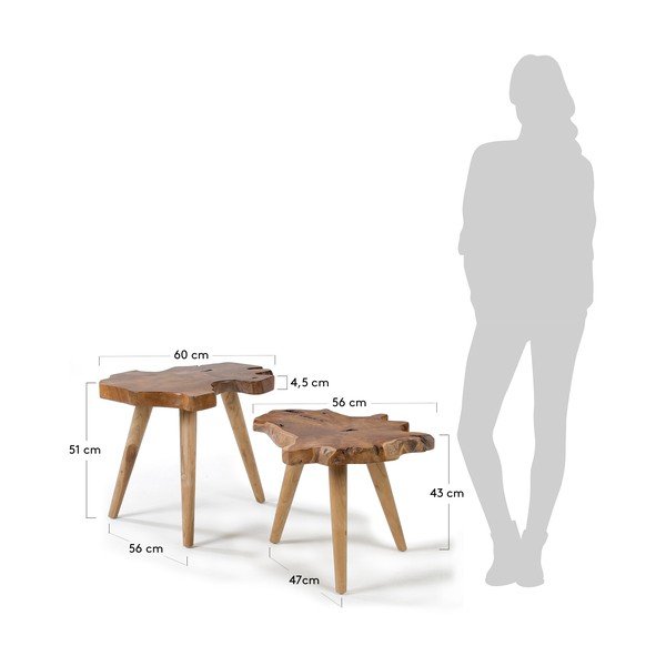 Tīkkoka masīvkoka sānu galdiņi (2 gab.) 50x60 cm Hattie – Kave Home-image-3