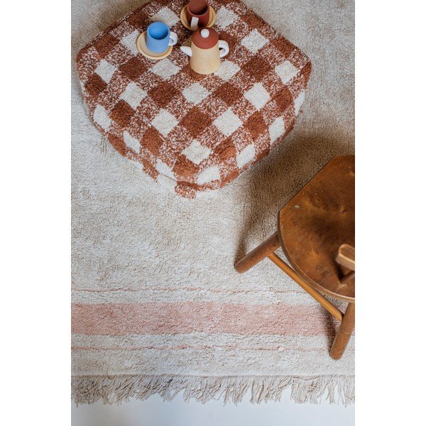 Rozā/krēmkrāsas mazgājams/ar rokām darināts kokvilnas paklājs 90x130 cm Gastro Rose – Lorena Canals-image-3