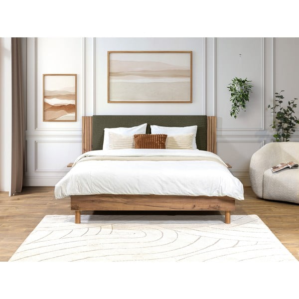 Zaļa divvietīga gulta ar redelēm 160x200 cm Lior – Bobochic Paris-image-2