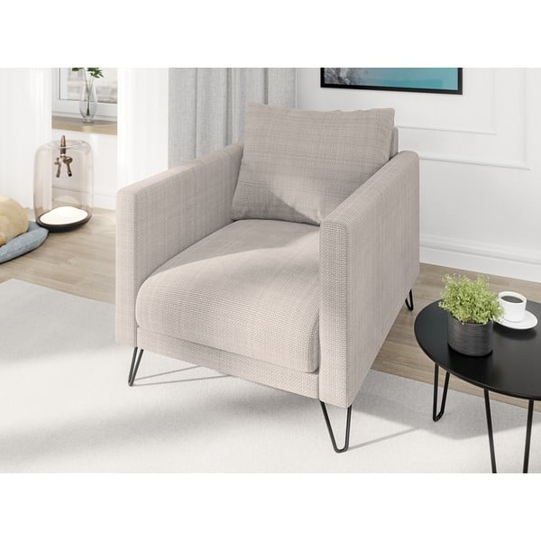 Gaiši brūns atpūtas krēsls no šenila auduma Freya – Ropez-image-3