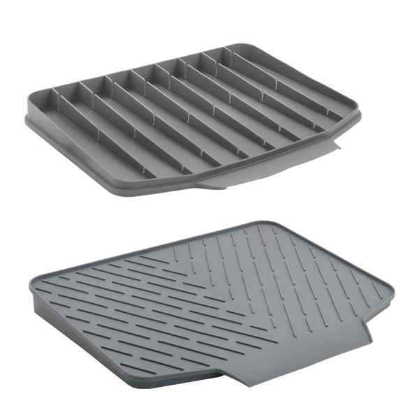 Pelēks plastmasas trauku žāvēšanas paliktnis 40x33 cm Gravity – Metaltex-image-4