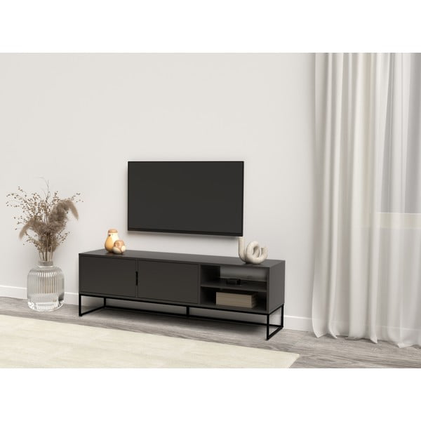 Melns TV galdiņš ar metāla kājām Tenzo Lipp, platums 176 cm-image-1