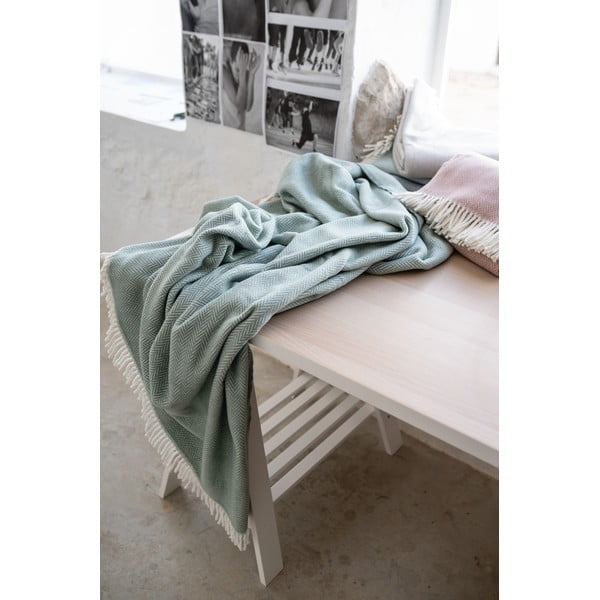 Zaļš pleds ar kokvilnu Euromant Skyline, 140 x 160 cm-image-4