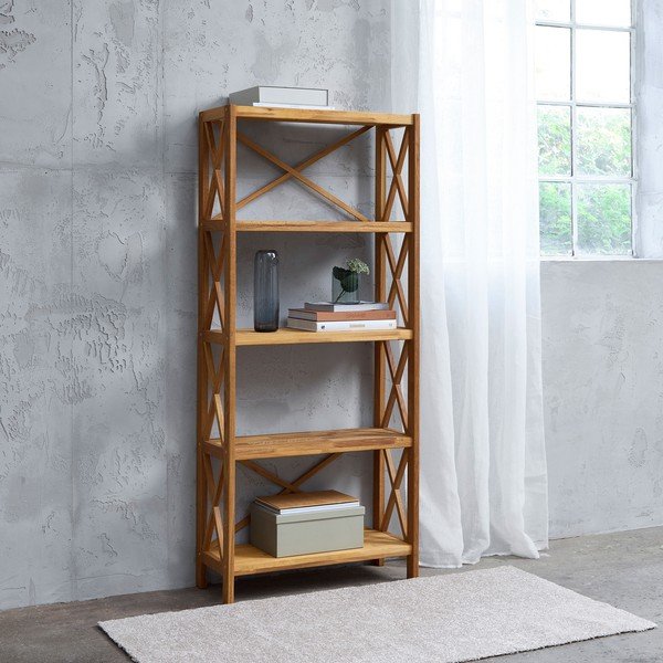 Dabīga toņa ozola masīvkoka plaukts 70x161 cm X-Shelf – Unique Furniture-image-1