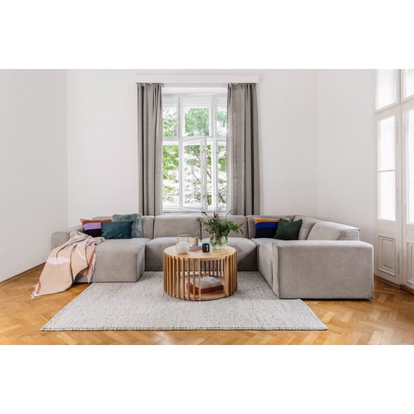 Bēšs velveta U veida stūra moduļu dīvāns Scandic Sting, kreisais stūris-image-1