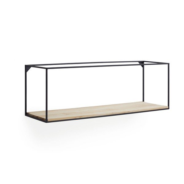 Melns/dabīga toņa egles masīvkoka sienas plaukts 90 cm Elisha – Kave Home