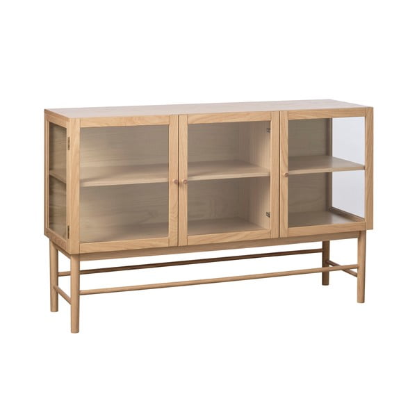 Dabīga toņa ozola masīvkoka vitrīna 88x140 cm Elba – Unique Furniture-image-2