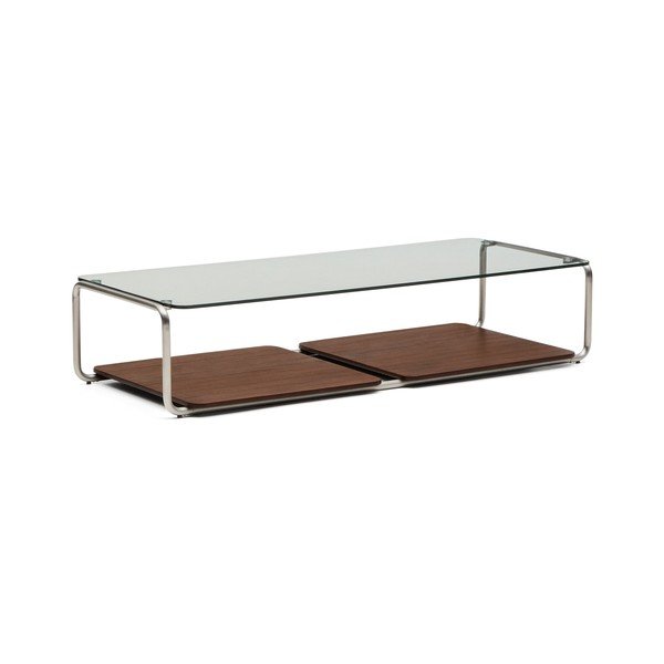 Tumši brūns žurnālgaldiņš ar stikla galda virsmu 60x140 cm Tarsel – Kave Home-image-2