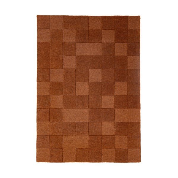 Terakotas oranžs ar rokām darināts vilnas paklājs 120x170 cm Checkerboard – Flair Rugs