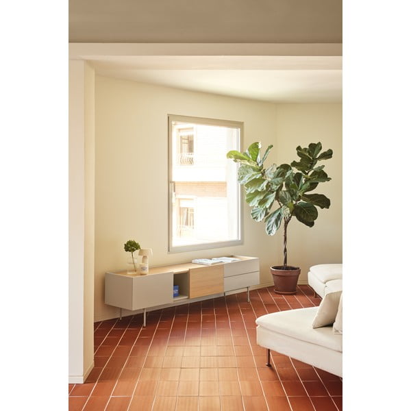 Bēšs/dabīga toņa TV galdiņš ar ozolkoka imitāciju 180x45 cm Otto – Teulat-image-1