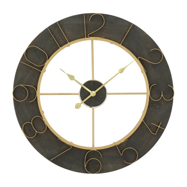 Melns sienas pulkstenis ar zelta detaļām Mauro Ferretti Norah, ⌀ 70 cm