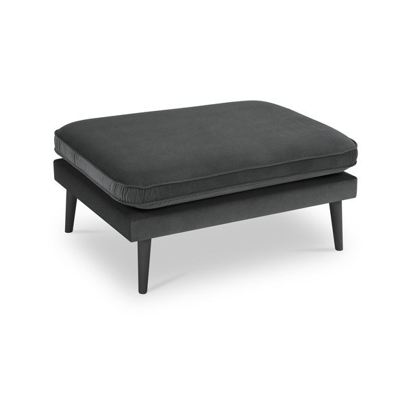 Tumši pelēks samta kāju soliņš ar melnām kājām Kooko Home Lento-image-2