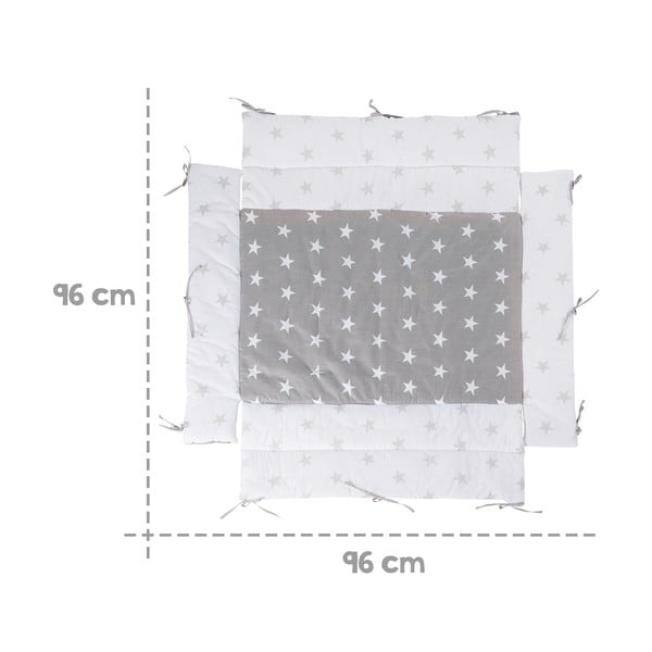Balta/pelēka bērnu gultiņas apmalīte no kokvilnas maisījuma 96 cm Little Stars – Roba-image-2