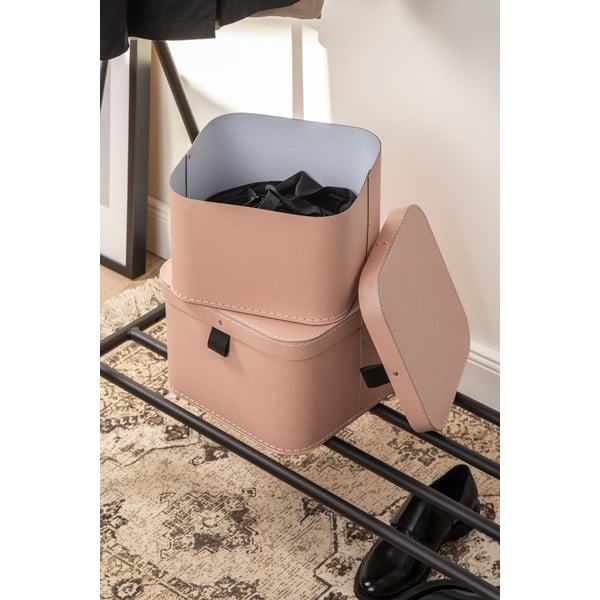 Rozā kartona uzglabāšanas kastes (2 gab.) ar vāku 28,5x28,5x19,5 cm Ludvig Paper Laminate – Bigso-image-1