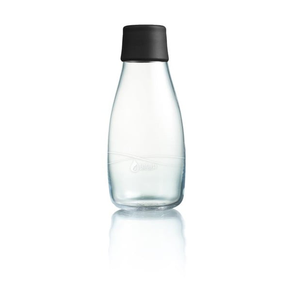 Melna stikla pudele ar mūža garantiju ReTap, 300 ml