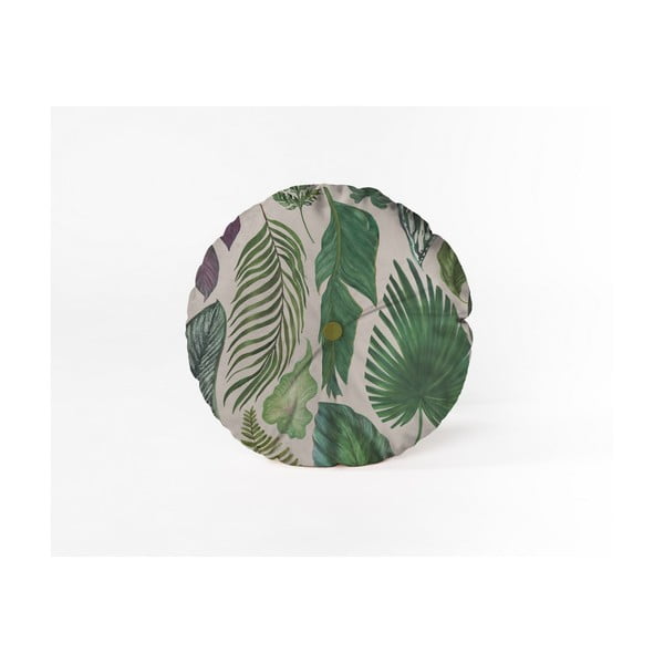 Apaļš dekoratīvs spilvens ar samta pārvalku Velvet Atelier Leaves, ⌀ 45 cm