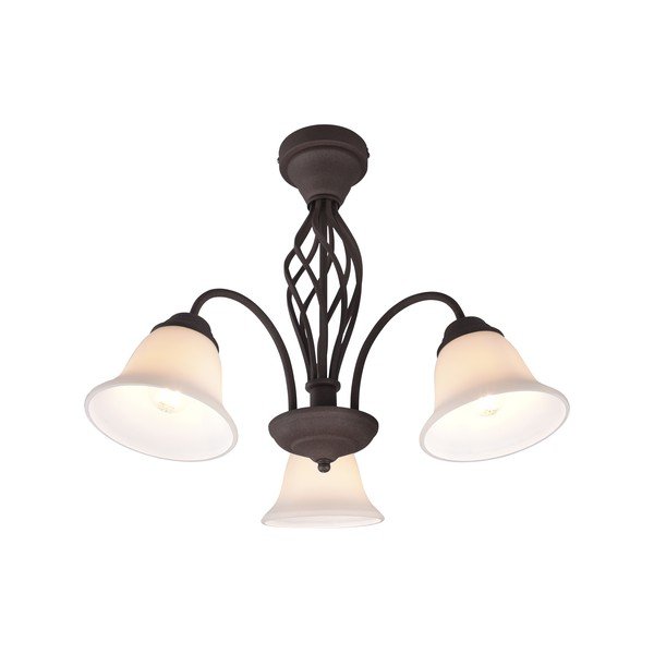 Tumši brūna griestu lampa ar stikla abažūru Rustica – Trio