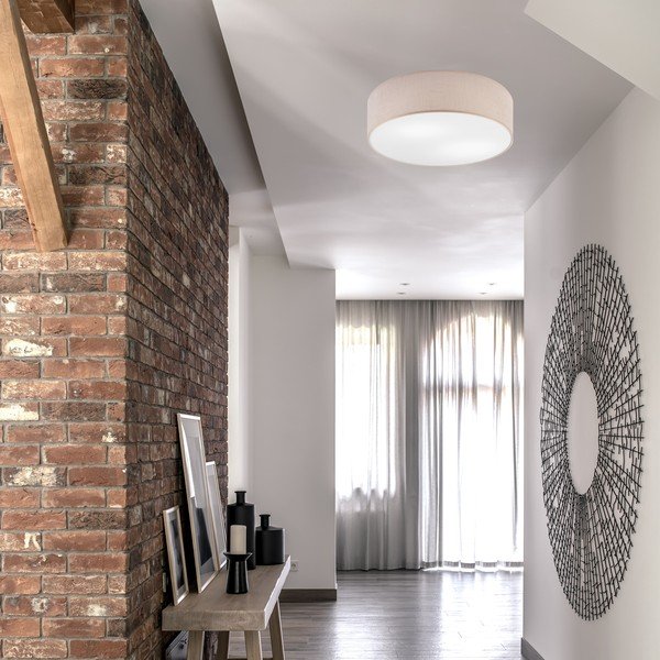 Bēša griestu lampa ar auduma abažūru ø 45 cm Vivian – LAMKUR-image-2