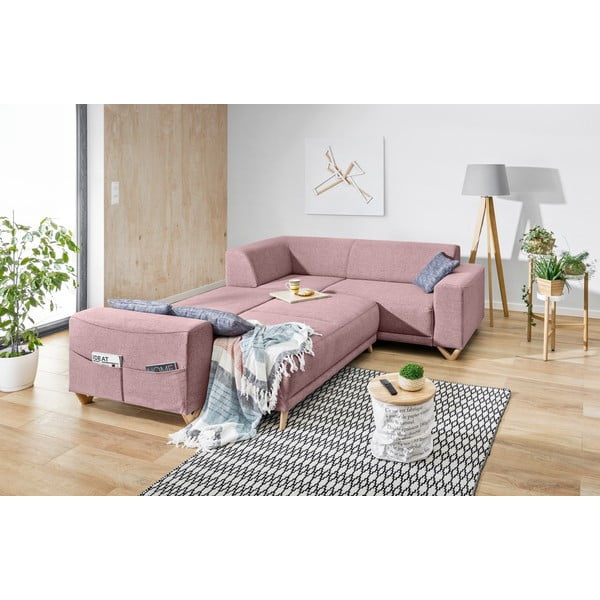 Rozā salokāms/ar uzglabāšanas vietu stūra dīvāns (ar labo stūri/L veida) Classy Sophie – Miuform-image-4
