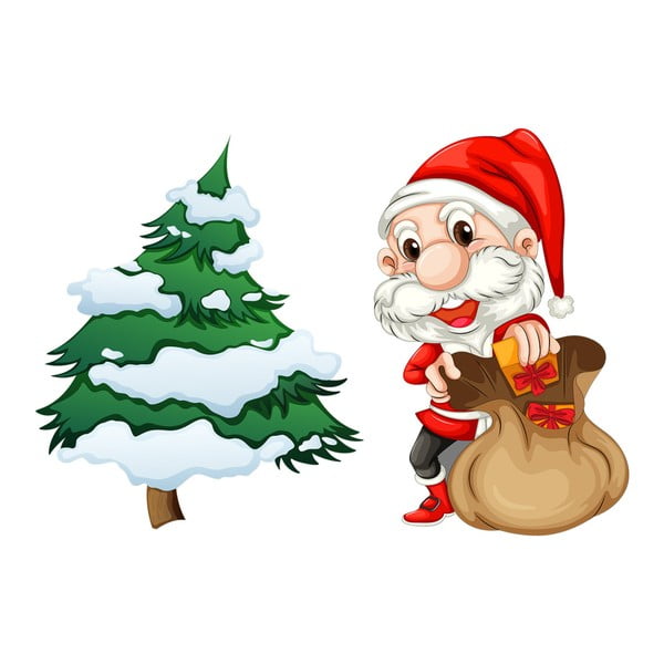 Ziemassvētku uzlīmes Ambiance Santa Claus un koks
