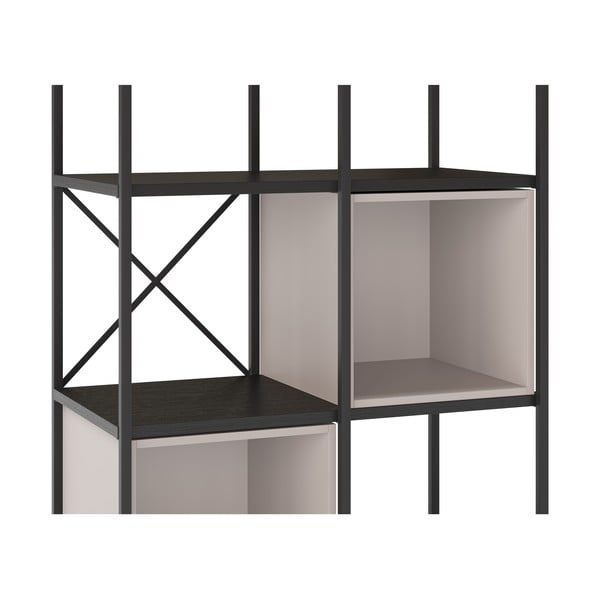 Melns/krēmkrāsas grāmatplaukts 71x179 cm Anya – Marckeric-image-4