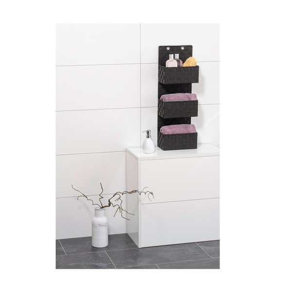 Melns trīskāršs vannas istabas organizators Wenko Adria-image-3